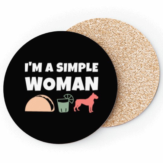 I'm A Simple Woman Tacos Tequila Boxer Dog Coasters