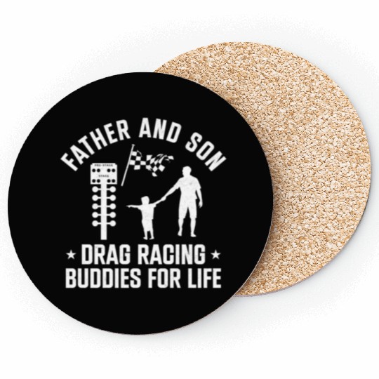 Drag Racing Race Car Dad Son Coasters