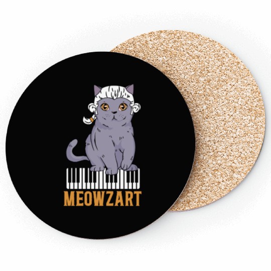 Meowzart Piano Cat Musician Musical Pianist Music Coasters