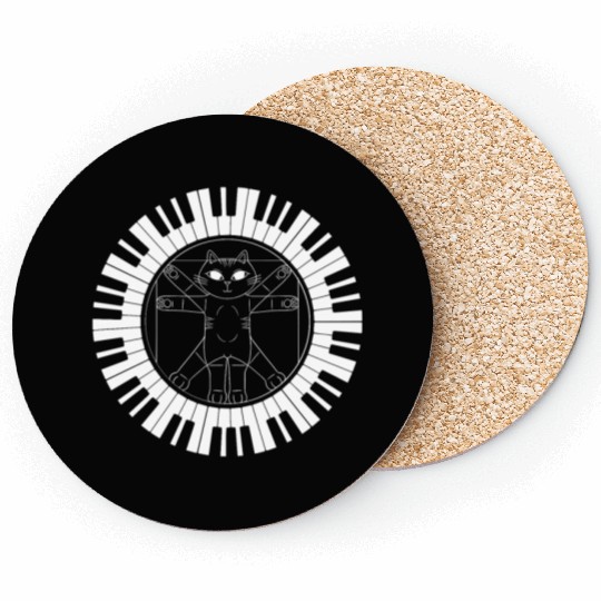 Piano Cat Musician Musical Instrument Pianist Coasters