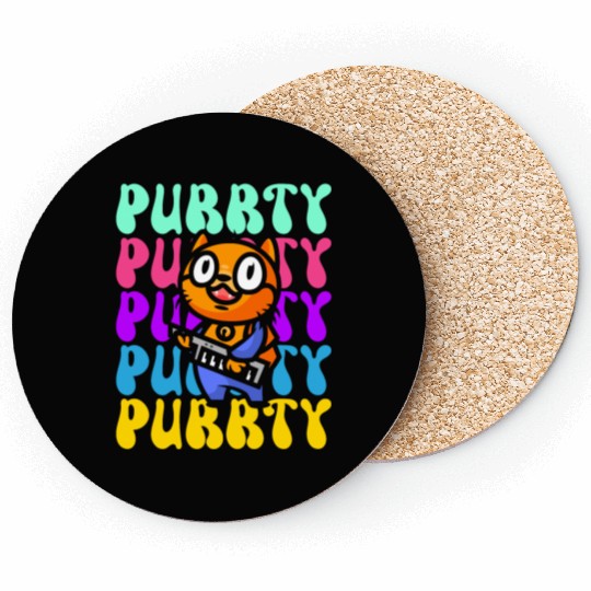 Purrty Piano Cat Musician Musical Pianist Music Coasters