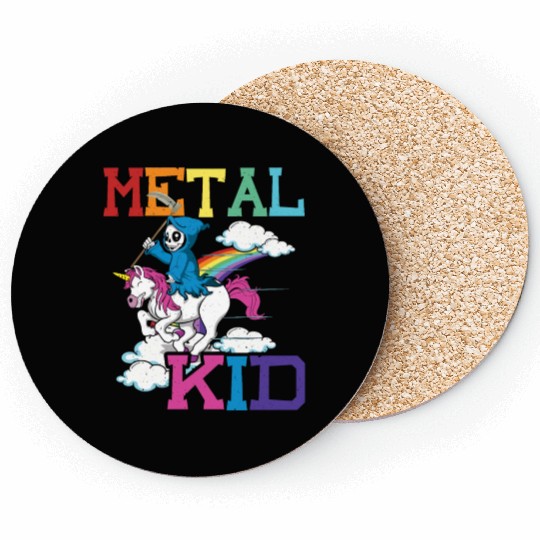 Metal Kid Music Grim Unicorn Rocker Rock Coasters