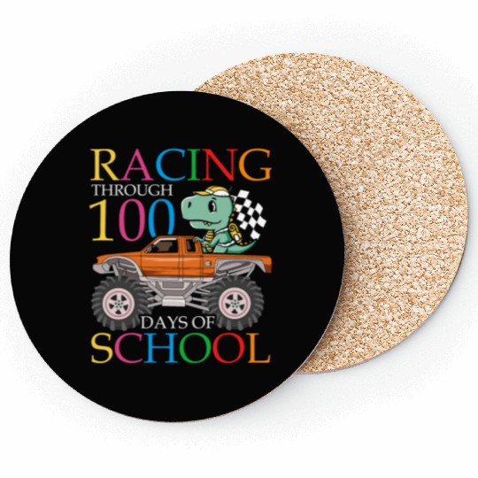 Racing Through 100 Days Of School Dinosaur Truck Coasters