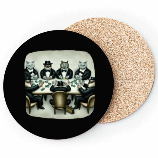 Cats Playing Cards Coasters
