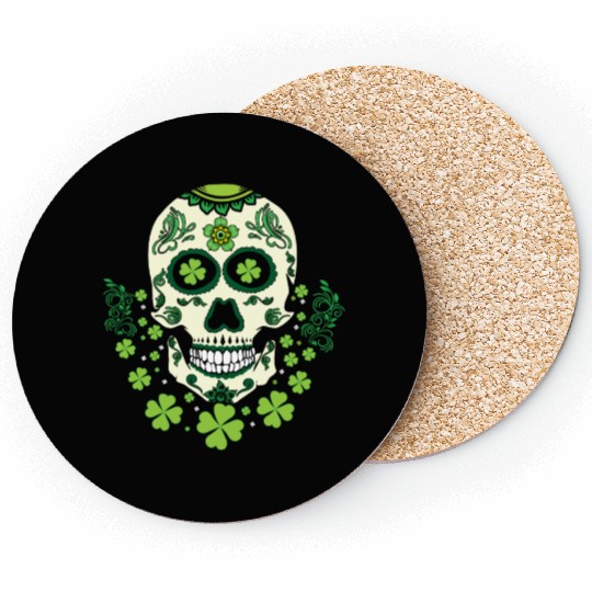 Sugar Bone Skeleton Shamrock Saint Patrick Day Coasters