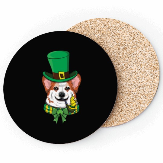 Cute Corgi Irish Happy Saint Patrick Day Coasters