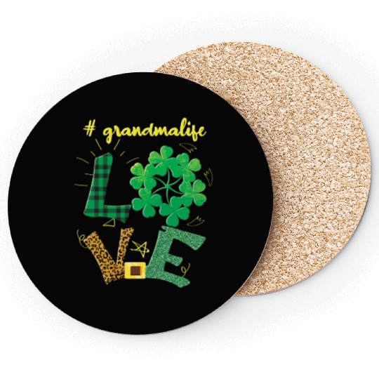 Love Grandma Shamrock Saint Patrick Day Coasters