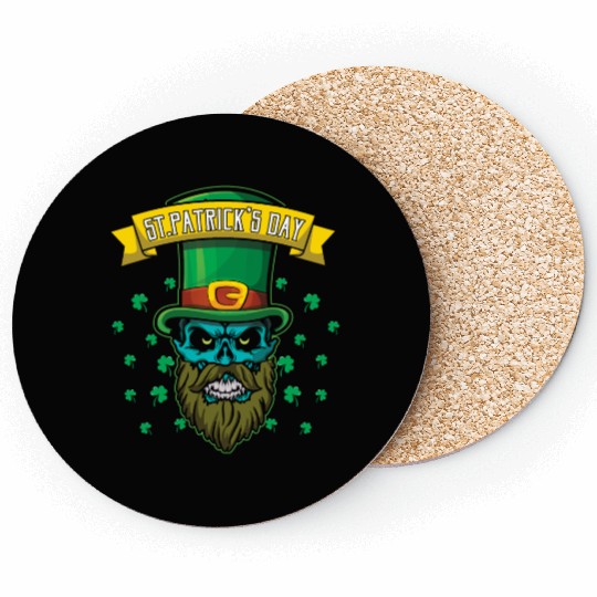 Bone Bearded Irish Shamrock Saint Patrick Day Coasters