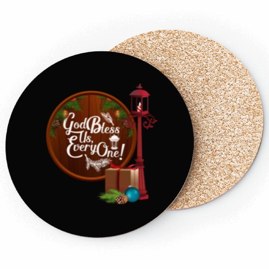 A Christmas Carol Charles Dickens God Bless Us Eve Coasters