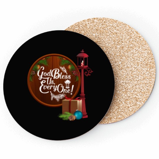 A Christmas Carol Charles Dickens God Bless Us Eve Coasters