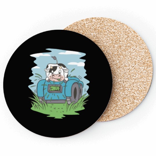 Cow eating grass tractor Cow eating grass tractor Coasters