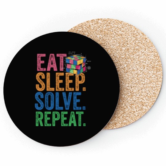 Eat Sleep Solve Repeat Math Speed Cubing Genie Coasters