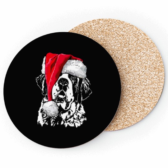 Santa Saint Bernard Dog Christmas Wilsigns Coasters