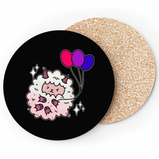 Cute Bisexual Sheep Bi Pride Color Balloons Coasters