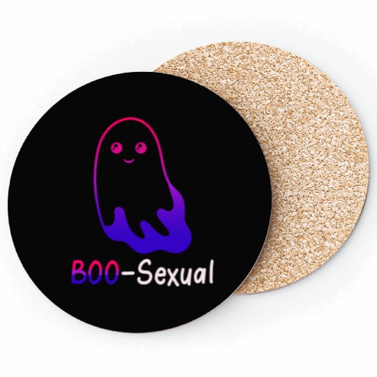 Boo Sexual Cute Bi Cat Ghost LGBT Bisexual Pride F Coasters