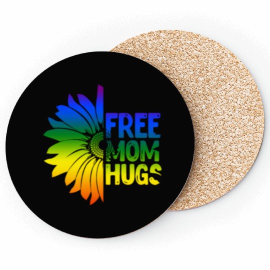 Free Mom Hugs, LGBT Sunflower Coasters