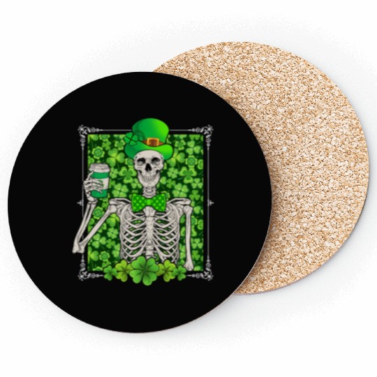 St Patrick's Day Skeleton Shamrock Lucky Coasters
