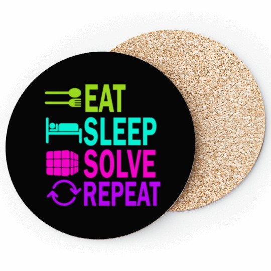 Eat Sleep Solve Repeat Math Speed Cubing Genie Coasters