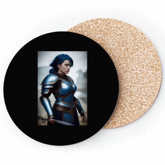 Azura - Warrior Lady Blue in Battle Coasters