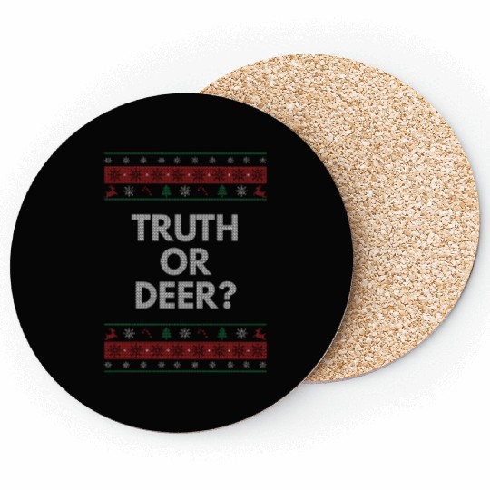 Truth or Deer Christmas Joke Xmas Pun Riddle Funny Coasters