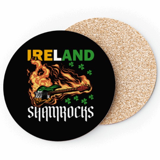 Ireland Shamrocks Music Guitar St. Patrick's Day Coasters