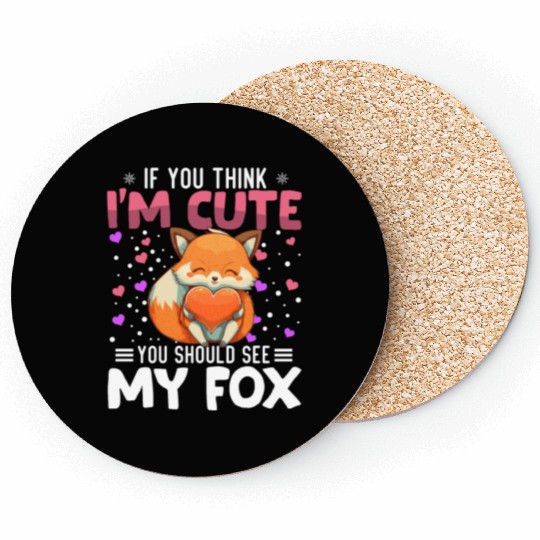 Fox Heart Valentine's Day Animal For Womens Kids Coasters
