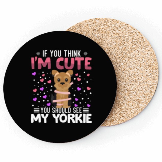 Yorkie Heart Valentine's Day Animal For Womens Coasters