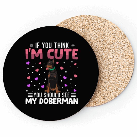 Doberman Heart Valentine's Day Animal For Womens Coasters