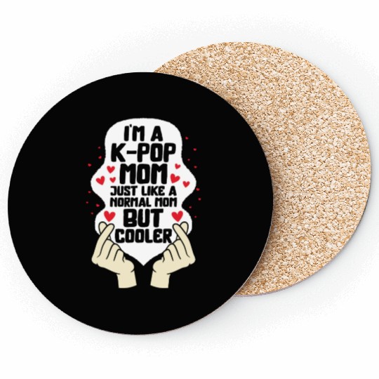Korea Coasters, I'm A K-Pop Mom Finger Heart Coasters,