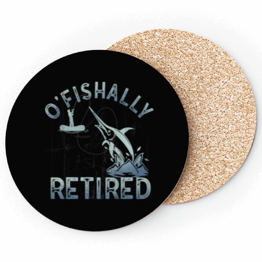 Ofishally Retired Fishing Retro Retirement Fishing Coasters