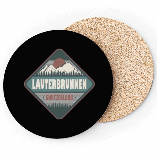 Lauterbrunnen Switzerland Vintage Hiking Design Coasters