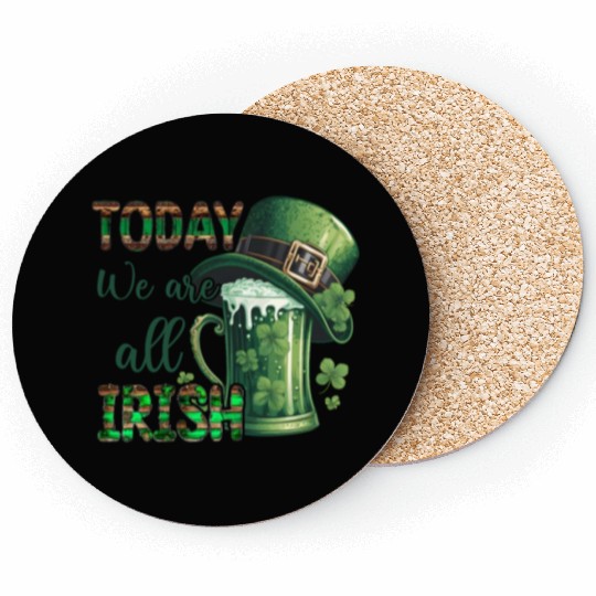 Mens St Patricks Day All Irish Green Shamrock Coasters