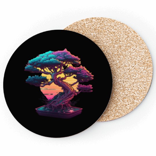 Synthwave Bonsai Tree Coasters