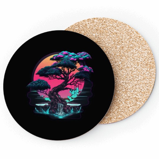 Synthwave Bonsai Tree Coasters