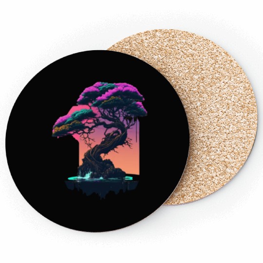 Synthwave Bonsai Tree Coasters
