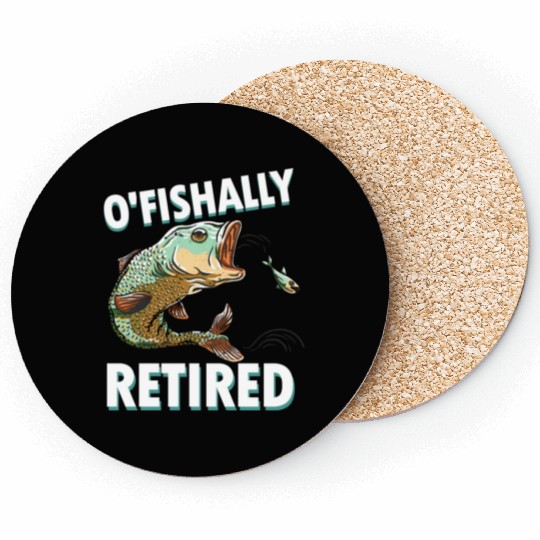 Ofishally Retired Fishing Retro Retirement Fishing Coasters