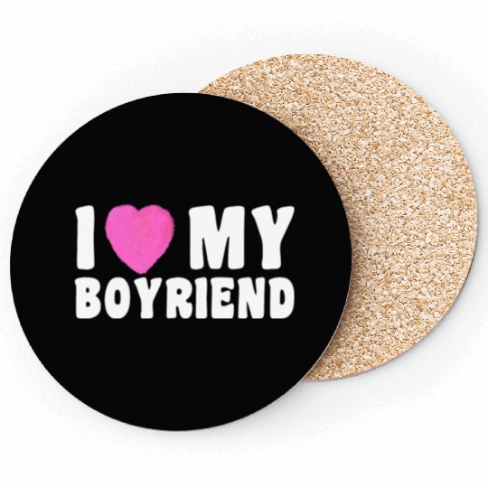 Forever and Always I Love My Boyfriend pink heart Coasters