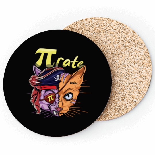 Pi Pirate Cat Math Holiday Mathematics Pi Day Coasters