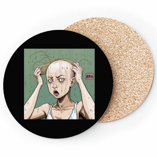 A Woman Holding Her Hair in Front of Her Face Coasters