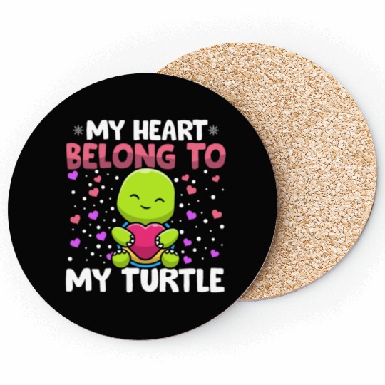 Valentines Day My Heart Belong to My Turtle Boys Coasters