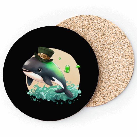St Patrick's Day Irish Cute Orca Saint Patrick Coasters