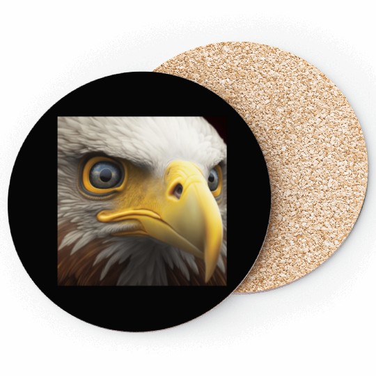 bald eagle eyes hyper realistic hyper details Coasters