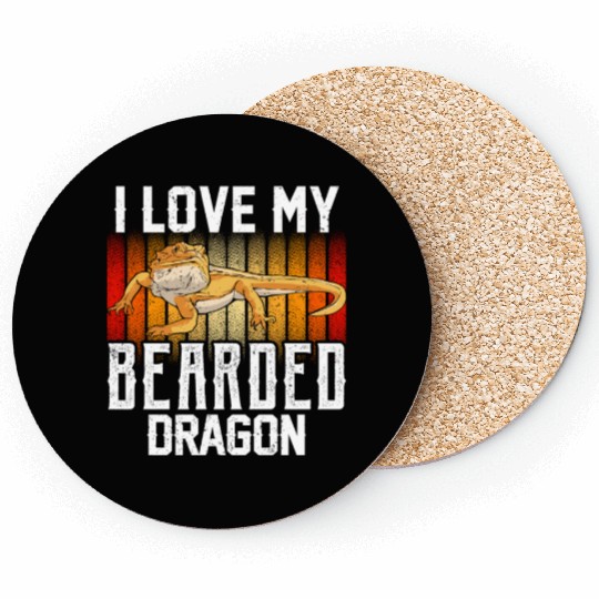 I Love My Bearded Dragon Animal Reptile Pet Lover Coasters