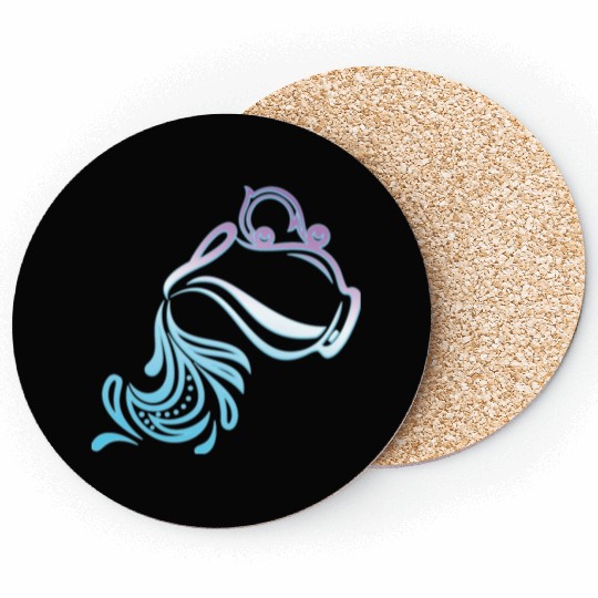 Aquarius Zodiac Air Sign Water Bearer Logo Coasters