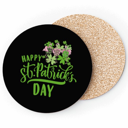Happy St Patricks Day Irish Flamingo Coasters