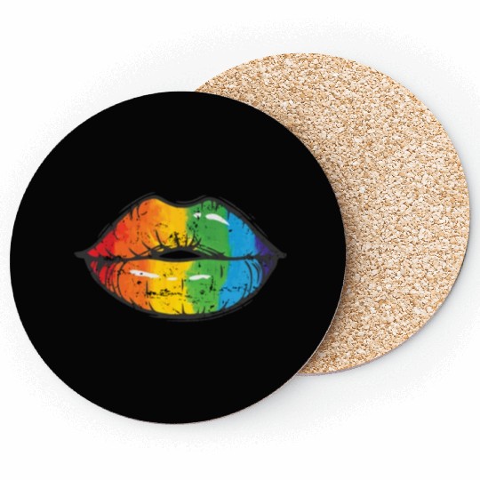 lips in LGBT Colors Rainbow Tolerance Coasters