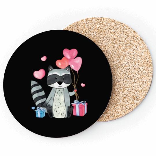 Raccoon Valentine Gift Raccoon Owner Trash Panda Coasters
