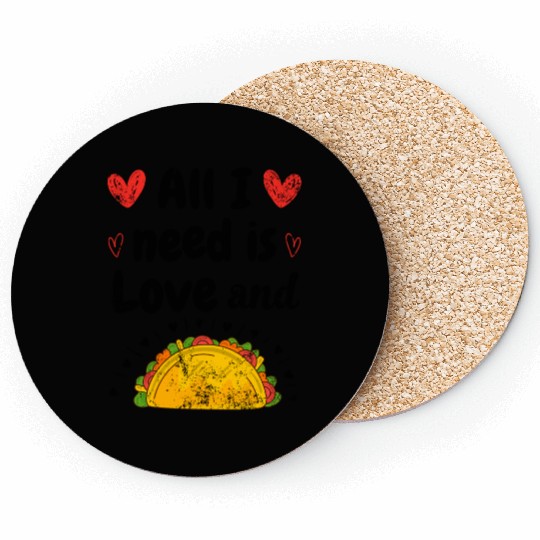 Vintage I Love Tacos Groovy Tacos Are My Valentine Coasters