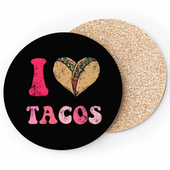 Vintage I Love Taco Valentine, Groovy I Heart Taco Coasters