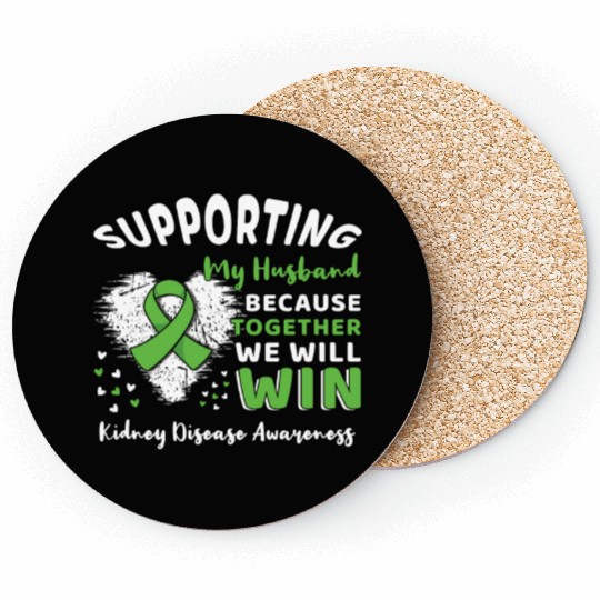 Husband Green Kidney Disease Awareness Month Coasters